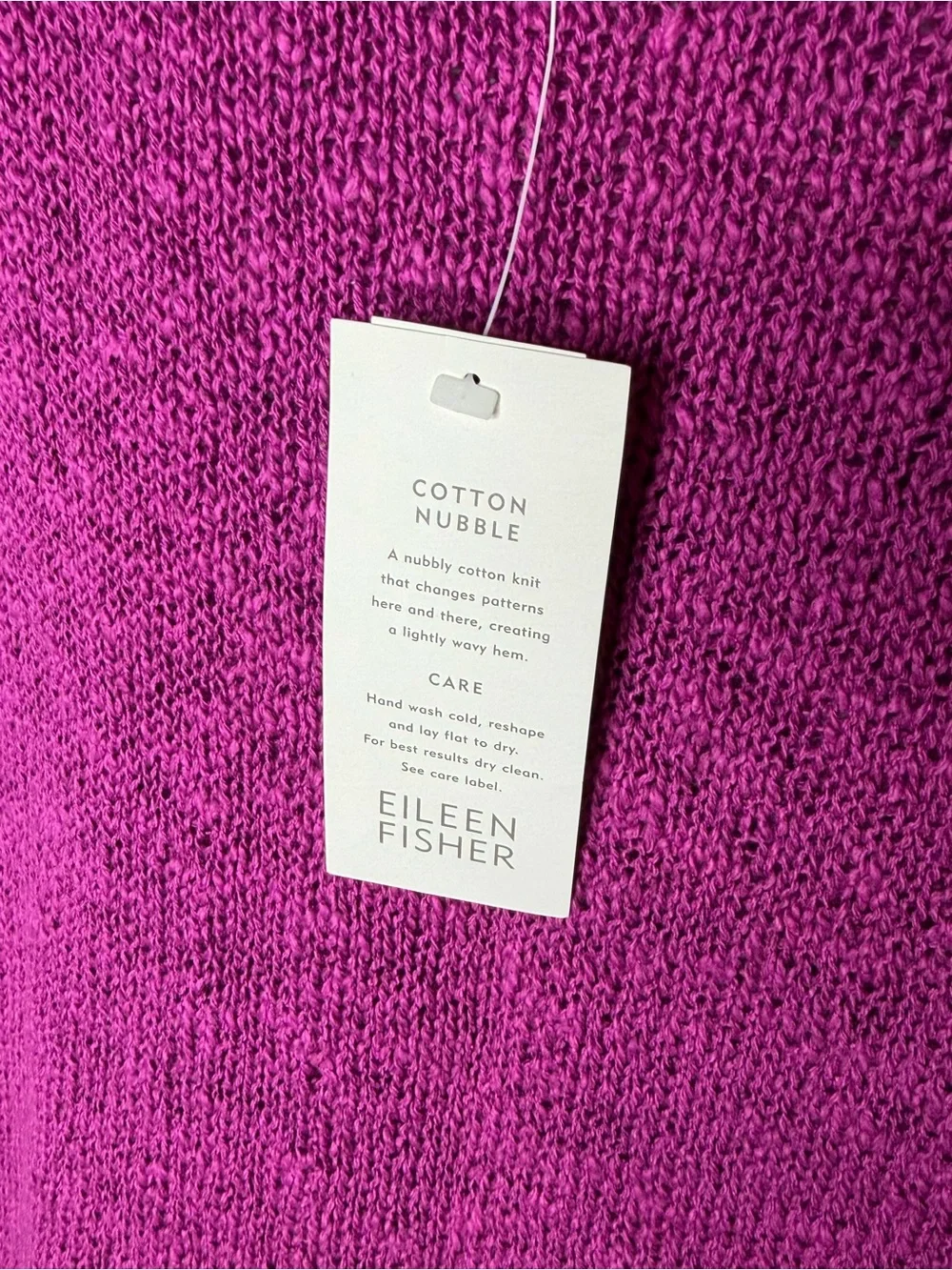 Eileen Fisher Petuna Bateau Neck Knit Cotton Nubble Top Magenta Purple Large NWT